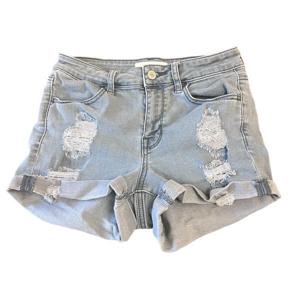 Women's PacSun Blue Denim Super‎ Stretch Shortie Shorts Size 25 - Picture 2 of 5